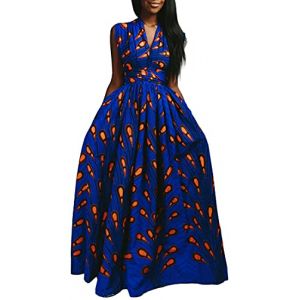 OLIPHEE Robe Femme Imprimer l&acirc;che Grande Taille Afrique sans Manches Une &eacute;paule De Multiples Fa&ccedil;ons De Porter(L, Plume Orange sur Fond Bleu) (oliphee, neuf)