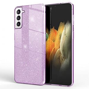 NALIA Brillante Housse Compatible avec Samsung Galaxy S21 Plus Coque, Glitter Case Bling Cover Telephone Portable Protection, Anti-Choc Bumper Strass Couverture Protege Paillettes, Couleur:Lilas (BF-Commerce GmbH, neuf)