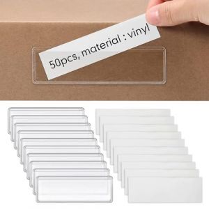 10 pièces porte-étiquettes autocollantes en plastique transparent pour bibliothèque, boîte aux lettres, bibliothèque d'entreprise, bibliothèque,porte etiquette,etiquette boite aux lettres (candy27seven, neuf)