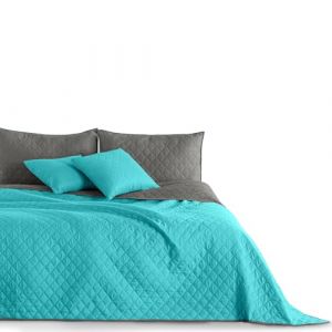 DecoKing Couvre-lit Turquoise Gris Acier Jeté de lit Double Face Entretien Facile Axel, Polyester, Turquoise/Acier, 220 x 240 cm (shop_decoking, neuf)
