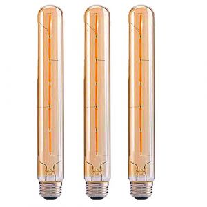 ZHIYUE Lot de 3 Ampoules LED Edison Flute Tube - Non Dimmable - E27 t30 30 cm Ampoule LED 6W 600LM, Style Rétro Antique Ampoule LED Vintage, Ampoule LED Filament, Verre Ambré -2700K Blanc Chaud (ZHIYUE1, neuf)