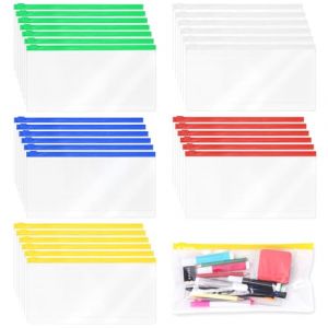 Swpeet 30pcs 5 couleurs 9,1 x 4,7 pouces plastique enveloppe zipp&eacute;e en poly&eacute;thyl&egrave;ne avec kit de fermeture &agrave; glissi&egrave;re dossier zipp&eacute; r&eacute;utilisable sac &agrave; crayon transparent id&eacute;al pour les (swpeet, neuf)