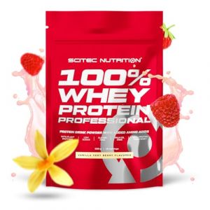 Scitec Nutrition 100% Whey Protein Professional - Amélioré avec des acides aminés supplémentaires et des enzymes digestives - Sans gluten - Sans huile de palme, 500 g, Vanille fruits des bois (BioTechUSA Official FR, neuf)