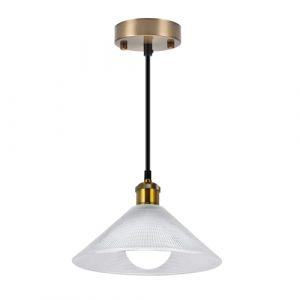 WOTTES Suspension Luminaire Moderne Abat-jour Transparent E27 M&eacute;tal+Verre &Eacute;clairage Lumi&egrave;res Lustre Int&eacute;rieur Vintage Lampe Suspendue Int&eacute;rieure R&eacute;tro pour Chambre Salon Caf&eacute; (Style C) (Hongho, neuf)
