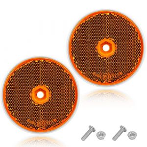 AGRISHOP Jaune Réflecteurs à Visser Rond,2pièces,Homologué E9,Ø60 mm,Catadioptre pour Remorque,Reflector Rond Signalisation pour Poteau Van Tracteur, Reflector Œil de Chat(Jaune/Rond/2pièces） (AGRISHOP, neuf)