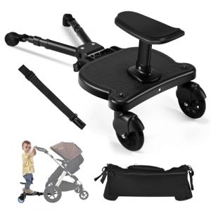 JoyCushy Planche Poussette Universelle avec Sac de Rangement, Marche Pied Poussette Universelle avec Siège, pour Enfants de 2 à 6 Ans (25KG), Compatible Avec 99% des Poussettespour (QQQ_c, neuf)