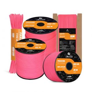 Abma Cord Paracorde 550 4mm Corde en Nylon Type III Paracord 7 Brins Corde de Survie, Corde Ext&eacute;rieure, Corde Tout Usage - Max. 250 kg (550 LB) - 15m, 30m, 50m, AC-CS750-YGFEN, N&eacute;on Rose (Abma Cord EU, neuf)