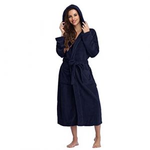 Peignoir De Bain Femme Unisexe Eponge Capuche Automne Hiver Peignoir avec Capuche Chaude Peignoir Moelleux Éponge Douce Coton Eponge Vêtements De Détente Robe De Chambre Une Pièce (Blingko, neuf)
