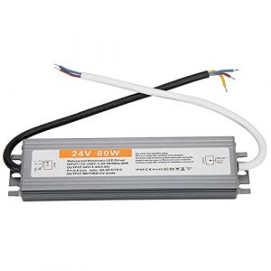 Transformateur de pilote de LED 80W, alimentation à découpage étanche 12V/24V DC IP68, plus mince et durable, excellente isolation, haute résistance diélectrique(DC24V) (Liteerpu, neuf)
