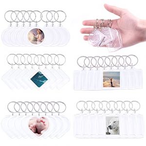 Swpeet Lot de 40 porte-clés avec cadre photo, faites votre propre trousseau de clés, pendentif central pour enfants à assembler et à attacher aux porte-clés et sacs, transparent, Small (swpeet, neuf)