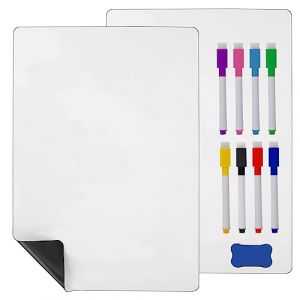 Hisredsun 2PCS A4 Tableau blanc magn&eacute;tique effa&ccedil;able &agrave; sec pour r&eacute;frig&eacute;rateur, 8 stylos pour tableau blanc,1 gomme,Tableau blanc magn&eacute;tique souple pour la maison, le bureau, l'&eacute;cole (Hisredsun, neuf)