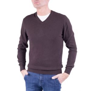 Marenza Col en V pour Homme à Manches Longues en Cachemire en Soie fabriquée en Italie, Marron, XXL (Bo.MA., neuf)