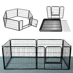 XUANYU Parc à Chiots Pliable en Grilles de 80×60 cm, Parc de Jeu pour Chien Hauteur 60 cm/23,6", Clôture Métallique avec Porte, Enclos Métal avec Porte, pour Intérieur et Extérieur, Noir (6 Grilles) (XUASHW, neuf)