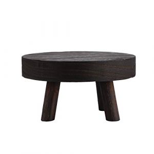 TITA-DONG Support de Plante en Bois Vintage, Présentoir de Tabouret Rond Surélevé en Bois, Support de Pot de Fleur Décoratif Multifonctionnel Intérieur Extérieur pour la Maison, Décoration de(Noir/L) (BOLONIYA, neuf)