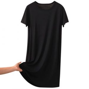 Generisch Robe fourreau noire pour la maison et les loisirs, robe à manches courtes col rond pour le printemps et l'été, robe de plage en tissu éponge pour femme, Noir , XL (⭐⭐⭐⭐⭐Tiantian1, neuf)