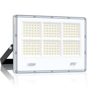 LAMLAMCK 100W Projecteur LED Ext&eacute;rieur - 10000LM 180LEDs Super Luminoso Bianco Spot LED Ext&eacute;rieur, Eclairage Exterieur &Eacute;tanche IP67, 7000k Blanc Froid Lampe Exterieur pour Garage, Cour, Rue, Stade (jintenger, neuf)