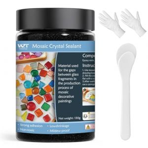 Mortier de joints en cristal mosa&iuml;que noir 130 g - Accessoire pour carrelage mosa&iuml;que - Sans eau - S&eacute;chage rapide - Indispensable pour les joints &agrave; la main - Mastic mosa&iuml;que en cristal pour tous les (YAMAXUN-USA, neuf)