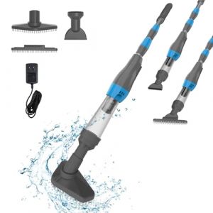 PoolyPoly Aspirateur de Piscine sans Fil, 3 en 1 Nettoyeur Électrique à Batterie Rechargeable, Aspirateur Manuel pour Petites Piscine, Jacuzzi, Spa, 90 Minutes d'Autonomie, Gris (YSMJ, neuf)