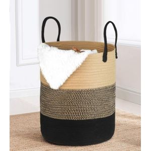 VORHOT Panier a Linge Sale en Coton Tiss&eacute;, 66L Boho Corbeille a Linge avec Poign&eacute;e, Panier Rangement Salle de Bain, Grand Laundry Basket pour Buanderie Chambre D'enfant Salon Jouets, 38x46cm (CATERINA MEGA SHOP S.R.L., neuf)