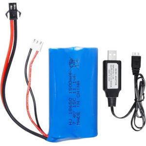 ERYNK Batterie Li-ion rechargeable 7,4 V 1500 mAh pour voiture RC Stunt Car petit bateau RC véhicule amphibie RC Car RC Camion RC SUV Véhicule à grande vitesse avec USB et SM-2P (sunflowre, neuf)