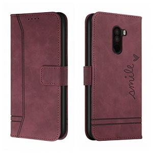 Bravoday Coque pour Xiaomi Pocophone F1, Etui Cuir avec Magnetique, Flip Pochette Housse pour Xiaomi Pocophone F1 Protection, Vin Rouge (Bravoday, neuf)