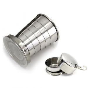 YIPFEN 1 Pi&egrave;ces Gobelet Pliable,Acier Inoxydable Gobelet Retractable,tasse pliable,75 ml Verre de Voyage Pliable avec Porte-Cl&eacute;s,pour Camping,Alpinisme,Voyage (shengguangshangmao., neuf)