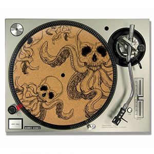 Squid Tête de mort en liège feutrine pour DJ/platine vinyle Slip – Tapis (IDYD LTD, neuf)