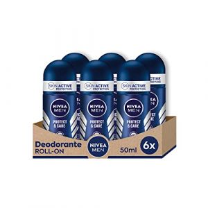 NIVEA MEN Protect & Care Roll-On Déodorant anti-transpirant 6 x 50 ml, Déodorant homme avec 0% d'alcool, Deo Roll avec NIVEA MEN Care Complex, régule la transpiration pour 48 h (Nikilko2017, neuf)