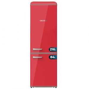 Cecotec Réfrigérateur Combiné Rétro 300L Bolero CoolMarket Combi Origin 300 Rouge E, Classe E, LED Intérieur, Crisper Box, Contrôle de Température, Poignée Chromée et Tablettes en Verre. (Cecotec, neuf)