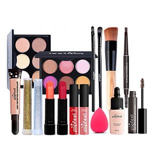 16Pcs Kit de maquillage Complet, Polyvalent Ensemble de Cosmétique avec Fard à Paupières Palette Correcteur Fard à Joues Rouge à Lèvre pour Femme, Tout-en-un Mallette de Maquillage Beauté Set#1 (YouWinDirect, neuf)