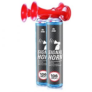 2x AABCOOLING Signal Horn 106 dB(A)- Jusqu'à 320 Bips, Corne de Brune, Klaxon de Bateau, Trompette Supporter, Corne de Brume à gaz, Klaxon Pneumatique, Klaxon d'urgence avec gas Gaz Ininflammable (AAB Seller FR, neuf)