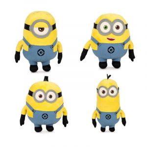Play by Play Minions - Figurines et doudous en peluche de 20 cm : Bob, Otto, Kevin, Stuart et Dave - Diff&eacute;rentes &eacute;ditions et tailles au choix (lot de 4 Minions 20-22 cm) (FLOWTOYS, neuf)