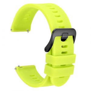 WOCCI 20mm Bracelet de Montre pour Homme &agrave; Rayures Arqu&eacute;es, Silicone Bande &agrave; D&eacute;gagement Rapide, Boucle Noire (Vert Citron) (Wocci Watch Bands~FR, neuf)