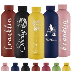 Xihedfd Gourde Personnalisée Bouteille d'Eau Gravée Avec Nom Bouteille d'Eau Isolée En Acier Inoxydable 500ml Pour l'École Le Bureau Et Le Sport (XingheUS, neuf)