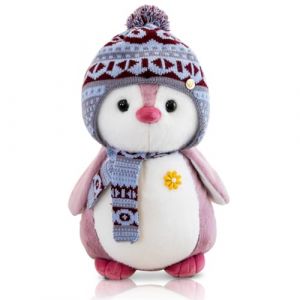 Doudou pingouin en peluche &agrave; c&acirc;liner et jouer, cadeau pingouin, pour enfants (rose, 20 cm) (WISHSTAR-EU, neuf)