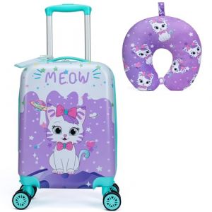 HTgroce 2pcs Valise Enfant 16" et Sac &agrave; Dos, Bagage &agrave; Main pour Enfants Filles, Cabine Enfant, Valise Enfant Roulette avec 4 Roues Pivotante &agrave; 360&deg; Bagages Enfant (Lldaily EUR, neuf)