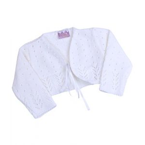 BabyPrem b&eacute;b&eacute; Cardigan Bolero Filles V&ecirc;tements Blanc Rose Tricot&eacute; Blanc 18-24 Mois (Babyprem, neuf)