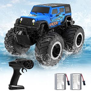 ACAMMZAR Voiture Télécommandée Tout Terrain Amphibie, 2.4GHz 4WD 360° Rotation étanche Double Côté Monster Truck pour Garçons Off-Road RC Voiture avec 2 Piles 4 5 6 7 8 Enfants Filles Cadeaux, Bleu (ACAMMZAR EU, neuf)