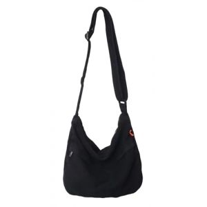 HAN-LBG Sac besace à bandoulière pour homme et femme, sac à bandoulière décontracté en toile avec sangles réglables, sac fourre-tout léger pour voyage, randonnée, travail, Noir , Taille unique (HAN-LBG, neuf)