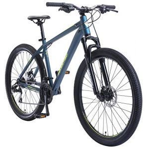 BIKESTAR VTT en Aluminium, Frein &agrave; Disque, 21 Vitesses Shimano, 27.5 Pouces | Mountainbike Cadre 18" Pouces MTB Suspension Avant | Bleu Jaune (Star-Trademarks (Concessionnaire Europ&eacute;en), neuf)