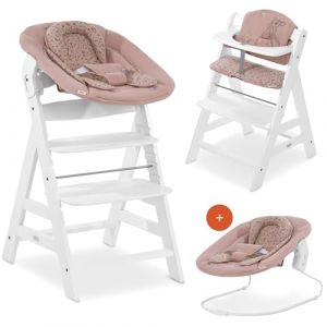 hauck Chaise Haute Bébé Alpha Plus Newborn Set - Évolutive dès Naissance, Transat Nouveau-Né, Coussin d'Assise et Réducteur - Blanc Bambi (babyartikel-de, neuf)