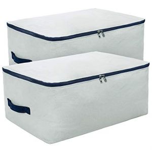 Lot de 2 grands sacs de rangement en toile de coton doux pour vêtements, pulls, couettes, King/Queen Size, gris clair, 70 x 50 x 28 cm (LOVE AND DREAM INTERNATIONAL, neuf)