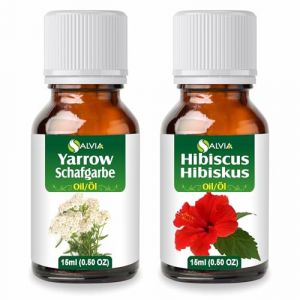 Salvia Combo d'huile : Yarrow (Achillea millefolium) &ndash; 0,51 Fl oz (15 ml) & Hibiscus (Rosa sinensis) Oil &ndash; 0,51 Fl oz (15 ml) (24x7healthstore, neuf)