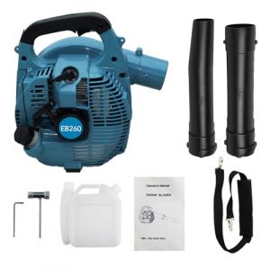Souffleur De Feuilles &agrave; Essence 26cc - Souffleur Thermique, Souffleur De Neige Portatif 2 Temps, Vitesse De Soufflerie 270 Km/H Peut Nettoyer Les Feuilles La Pelouse, Poussi&egrave;Re, Neige, Bleu (D LIAN DONG, neuf)