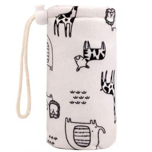 Housse de biberon, doublure &eacute;paisse en laine d'agneau, manchon de biberon avec lani&egrave;re, motif animal mignon, manchon boisson anti-chute pour l'eau des tout-petits (Secret Dream, neuf)