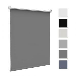 Zarnan Store Enrouleur Occultant sans Per&ccedil;age, Gris Fonc&eacute; 100l x 170L cm, Isolant Thermique pour Fen&ecirc;tre ou Porte, Facile &agrave; Installer, Prot&eacute;ger Votre Vie Priv&eacute;e, pour Chambre,Salon, Salle de Bain (Rocotex, neuf)