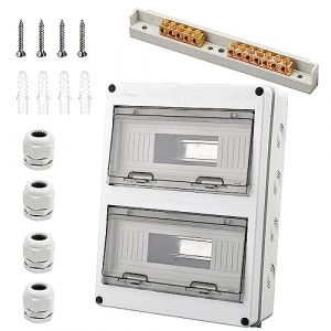Coffret Electrique Etanche, Coffret Electrique Etanche Exterieur IP65 24 Modules, avec 7 Bornes, 4 Connecteurs, pour une Utilisation à l'extérieur, Sites Industriels, Postes de Charge (24 Modules) (QICE-EU, neuf)
