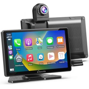 Carpuride W703 Portable Carplay sans Fil & Android Auto avec Caméra de Tableau de Bord - Écran IPS HD 7", Caméra Frontale 4K et Caméra de Recul 1080P, Enregistrement en Boucle,GPS, Siri,Musique (lutuo, neuf)