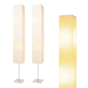 HonoDing Lampadaires en papier de 59'', Lampadaire avec abat-jour en papier blanc et base chromée,interrupteur à pied marche/arrêt- Lampadaires en papiers pour le salon et la chambre à coucher(2-PK) (HonoDing, neuf)
