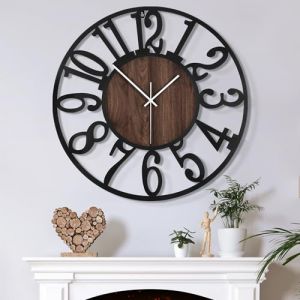 Mee 2ou Horloge Murale Design Moderne et Vintage, Silencieuse sans Tic-Tac, Grande Horloge Murale Géante XXL, Disponible en 34cm, 40 cm, 50 cm, 60 cm, 80 cm, Idéale pour Le Salon Cuisine Bureau (WEI JIE UK Store, neuf)